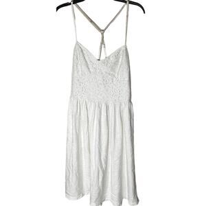 American Eagle Cream Lace Fit and Flare Dress XS Coquette Smocked Cottagecore